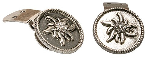Alpenflüstern Trachten-Schuhclips Strass-Edelweiß antik-Silber-Farben API100
