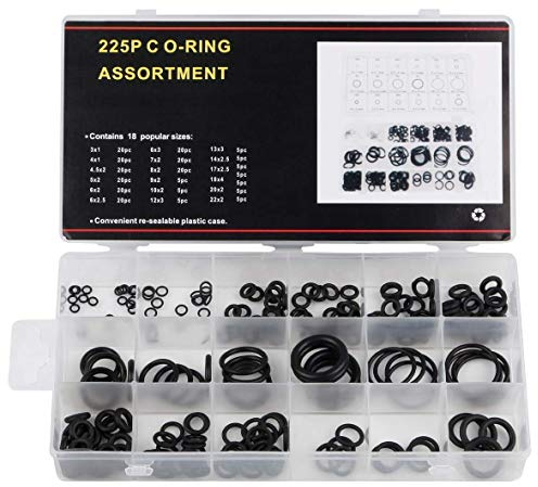 NBR-O-Ring-Set, 225 Stück, 18 Größen, Sortiment (metrische Größen), Sanitär- und Kfz Buna