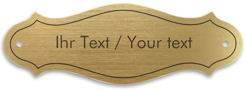 Personalisiertes Klingelschild mit Gravur aus Acryl in Messing-Optik - 100 x 37 mm, geschwungen, gold-metallic - Türschild, Namensschild