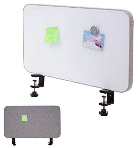 Mendler Tisch-Whiteboard HWC-G74 Stoff/Textil - 60x35cm grau | Büro-Sichtschutz, Trennwand, Schreibtisch, Magnettafel, Pinnwand