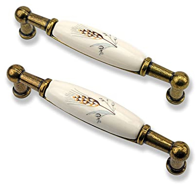 Mprofi MT® 2 Stück | Schrankgriffe | Lochabstand 96mm | Griffe für Küchenschränke | Schubladengriffe | Schrankgriffe Vintage für Kommode, Möbelgriffe, Küchengriffe | Porzellangriffe 728-BK/2