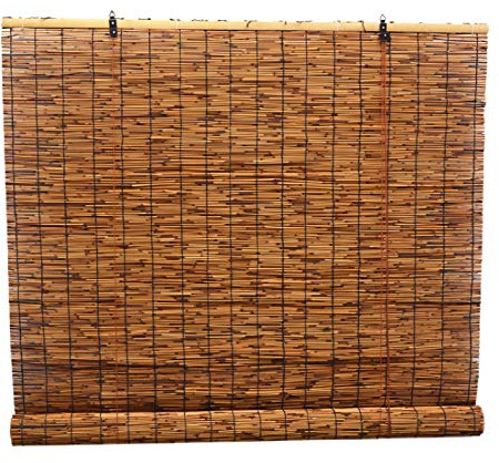 KDDFN Rideaux en Roseau de Carbonisation,Store Enrouleur Bambou,Rideau de Paille,Tissés à La Main,Store Anti-Regard,Décoration Intérieure/Extérieure (60 * 130cm/24 * 51in)