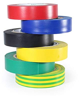 Cinta aislante, cinta aislante, cinta ignífuga de PVC impermeable, cinta aislante-Amarillo-verde-6pcs