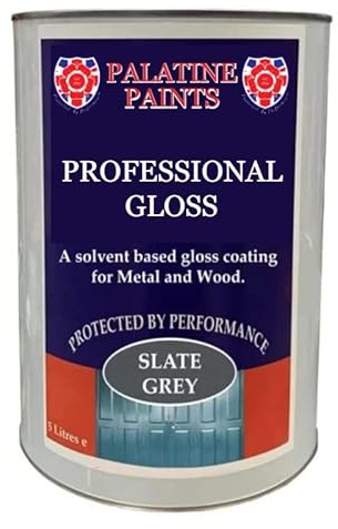 Palatine Professional Gloss Paint, Oil Based Paint | Internal & External use on Wood & Metal | 1Lt | 2.5Lt | 5Lt (1Lt, Anthracite Grey)