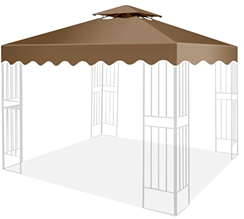 Telo di Ricambio per Gazebo 3x3 m, Copertura Impermeabile e Anti-UV, Tetto Ricambio per Gazebo in Poliestere 300D con Rivestimento PA per Giardino, Terrazza, Esterno
