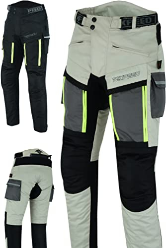 Texpeed Motorradhose Mit Protektoren Herren - Textil Wasserdicht Motorroller Motorrad Bikerin Mit Schutz Rüstung (EN 1621-1) - Sommer/Winter Weiß/Beige - 4XL
