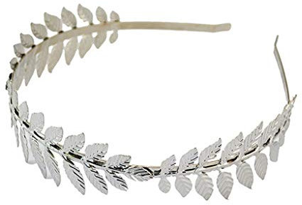 MISHITI Europäische griechische Göttin Stirnband Metallic Gold Silber Blätter Krone Haarband Hochzeit Braut Tiara Schimmer Haarschmuck