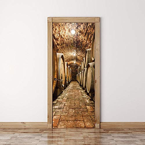 XGFWMS Papel Pintado Puerta 95X215Cm 3D Pegatina Paredes Autoadhesivo Bodega Subterránea Mural Extraíble Vinilo Adhesivo De Pared Arte Decoración Del Hogar Para Sala De Estar Póster Decoración
