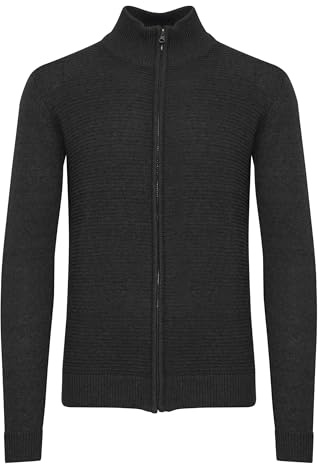 Indicode IDRickert - Chaqueta de punto para hombre con cuello alto, cremallera y capucha de punto grueso con mezcla de algodón de ajuste regular, M