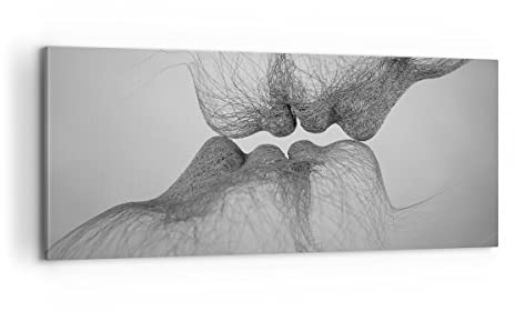 ARTTOR Leinwandbild 100x40cm Wandbild Menschen - 4967 | Kuss Liebe Paar Panorama Groß Wanddekoration Wohnzimmer Schlafzimmer Wanddeko Wand Kunstdruck Wandkunst Wall Decor ARTTOR
