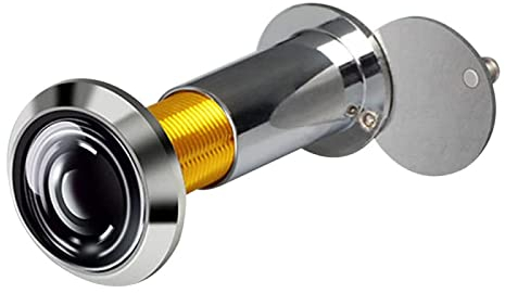 Türspion mit schwenkbarer Sichtschutzabdeckung, 220° Weitwinkel, 14 mm Durchmesser,Silber-,Dicke 35-55