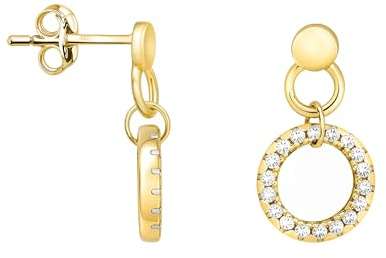 SOFIA MILANI - Boucles d'Oreilles pour Femme en Argent 925 - Plaqué Or - avec Pierre de Zircon - Clou d'Oreille en Forme de Cercle - E1737