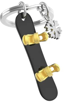 METALMORPHOSE - 3D Metall Schlüsselanhänger Snowboard & Schneeflocke - Für Wintersportbegeisterte - Geschenk für Mann, Geschenk für Frau - MTM148-01