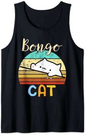 Vintage Sunset Bongo Katze T-Shirt niedlich Gamer Meme Geschenk Tank Top
