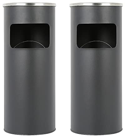 RELOVE Poubelle, 30 L Poubelle sur pied en acier inoxydable avec seau intérieur, Poubelle, poubelle sur pied, extérieur, bureau, hôtel et jardin(Noir-2pcs (25 * 25 * 60cm))