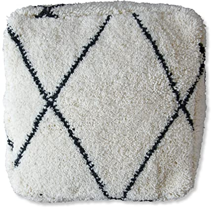 See the Good Handgefertigte Bodenkissen - Handgewebt aus natürlicher Wolle - geliefert gefüllt - Sitzsack, Fußhocker, Sitzpouf (Fluffy)