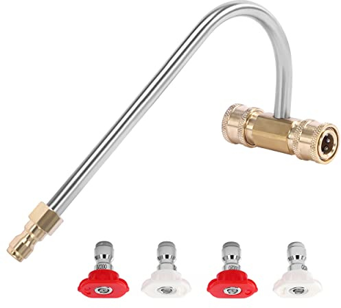 FIXFANS Pressure Washer Gutter Cleaner Attachment, 4000 PSI, Gutter Cleaning for Power Washer with 4 Nozzles, 1/4 Inch Quick Connect, 9 Inch