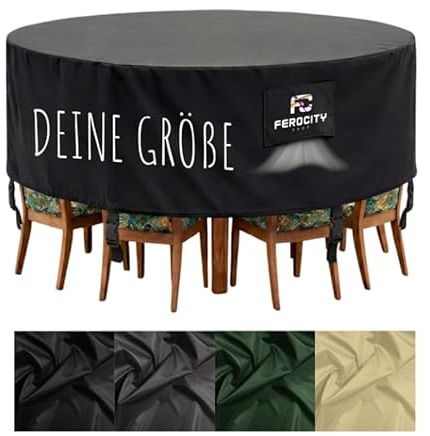 Personalisierte Abdeckung für Gartenmöbel in Kreis Runder Form nach Maß Atmungsaktiv Wasserabweisend Winddicht Schutzhülle Gartentisch Abdeckhaube Schutzhülle alle Größen Maßanfertigung [131]