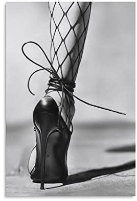 PacuM leinwandbilder wohnzimmer Schwarz und Weiß Sexy Frau High Heels Füße Leinwand Poster Wand Bilder Dekor Kunstdrucke Bild Gemälde für Wohnzimmer 30x40cm (Ungerahmt)