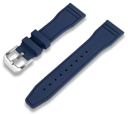 Crafter Blue UX07 22MM Straight End Watch Band FKM Rubber Watch Strap Replacement for All 22m Width Lug Watches, Navy