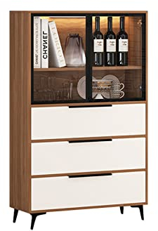 MOOWI Vinoteca Gabinete de Almacenamiento de Vino, aparador Buffet con cajón, Mueble Bar de café for licores y Vasos, Ideal for Cocina, Sala de Estar, Comedor para almacenar Vino (Size : L)