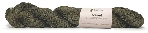 Pascuali Nepal | Strickwolle aus 60% Baumwolle (Bio), 40% Leinen, zum Stricken und Häkeln, Farbe: Kiwischale 09