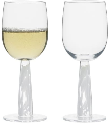 Anton Studio Designs Björn Lot de 2 verres à vin faits main parfaits pour le vin rouge, le vin blanc, l'eau ou les boissons – 400 ml – Transparent – Lot de 2 verres à vin élégants