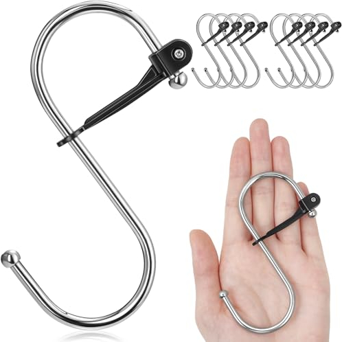 Sopito Ganci a S, 8 PCS Gancio a S Grande per Appendere con Fibbia di Sicurezza, Gancio a Forma di S Resistente in Metallo per Cucina e Armadio, 3.5 cm