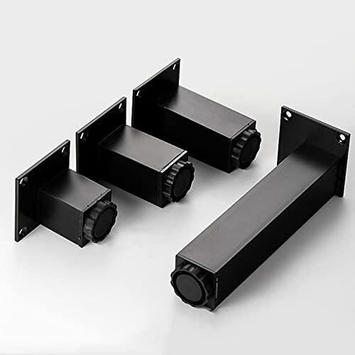 RWRAPS Set mit 4 Möbelbeinen, 15 cm, robuste DIY-Möbel-Tischbeine aus Metall, Sofa-Ersatzbeine, mit Schrauben, Schwarz, Silber-25 cm (9,8 Zoll) (Schwarz 8 cm (3,1 Zoll))
