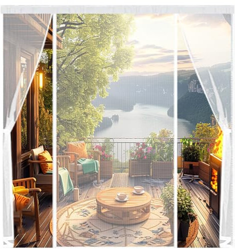 TYHJSH Magnetic Fly Screen Door Double Door Screen Curtain, Anti Mosquito Mesh Fly Curtain, Shut Automatically, Insect Protection Fly Curtain for Sliding Door, Patio Door, Double Door,French Door