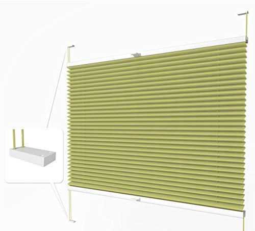 Home-Vision® Premium Plissee zum Anschrauben in der Glasleiste Innenrahmen (Grün, B110cm x H130cm) Blickdicht Plissee Jalousie mit Halterungen zum Bohren, Sonnenschutzrollo Rollo