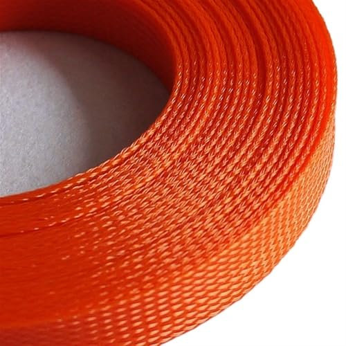 LPHFDCS Kabelkanal 5/10 m erweiterbare PET-Kabelhülse, 3~30 mm, eng geflochten, hohe Dichte, Härte, isolierende Leitung, schützende Drahtummantelung Kabelschlauch(Orange,16MM_10METER)