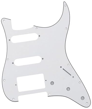 Pickguard und Tremoloabdeckung Set Weißes 3-lagiges 11-Loch-SSH-Schlagbrett Für E-Gitarre HSS-Gitarren-Schlagbrett Und Schrauben Passend Für ST-Gitarre