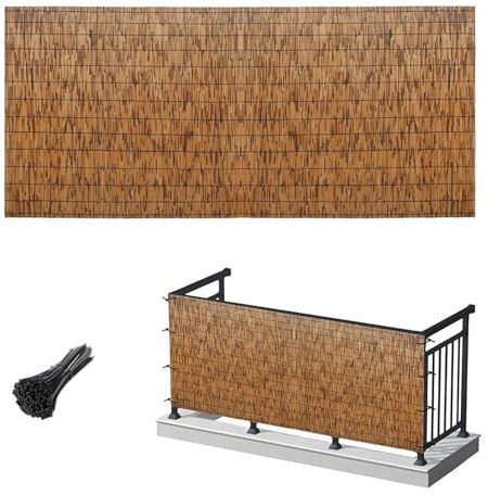 BZCKBZ Handgewebter Schilfzaun Balkon Bambuszaun Schilfrohrmatte Balkon-Schilfmatte Terrassenzaun Trennwand – Sonnenschutz Sichtschutz(120x300cm(3.9x9.8FT))