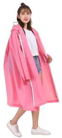 ROMISBABA Regenmantel Mit Kapuze Fahrrad Regencape Fahrradponcho Mit Reißverschluss Rollerabdeckung Regenmantel Für Damen Fahrradregenmantel Für Mädchen Rosy