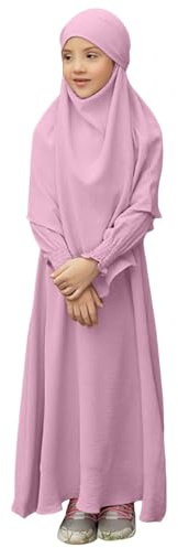 Chanpning Gebetskleidung für Kinder, Mädchen Muslim Kleider, Lange Ärmel Abaya Mit Hijab, Islam Kleidung Frauen, Damen Muslimische Kleid Set, Gebetskleid Jilbab Khimar Ramadan