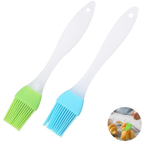 2 PCS Silicone Pastry Brushes for Baking, Basting Brush, Oil Brush for Cooking, for Barbecues, Pastries, Food Stirring (Blue, Green)