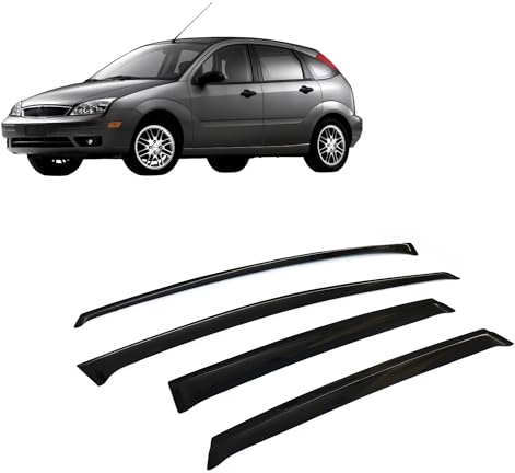 CarJoy Windabweiser Luftabweiser Regenabweiser Seitenfensterabweiser Kompatibel mit Ford Focus II Mk2 2007-2011 Schrägheck Autofenster Regenschutz Regenabweiser Deflektoren Externe Passform 4 Stück
