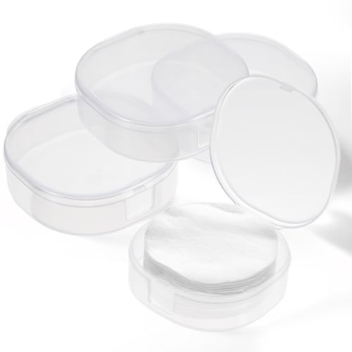 QfwdfcTrenz 4Pcs Plastic Cotton Square Holder Cosmetic Cotton Pads Holder Travel Portable Travel and Sealed for Makeup Remover Cottons Ball, White