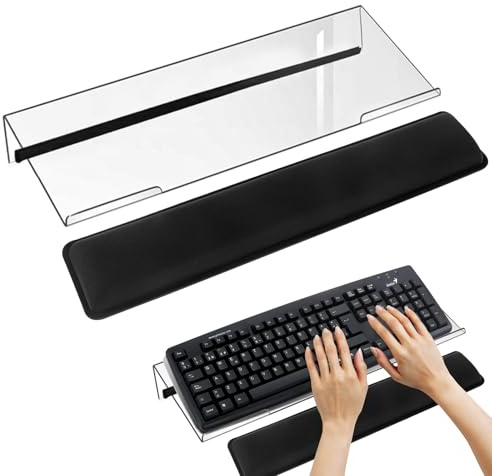 Soporte Teclado Ordenador，Soporte de Teclado Acrílico con Función Antideslizante para Escritorios Reposamuñecas Teclado Soporte de Teclado Basculante para Escritorios, Oficinas y En Casa