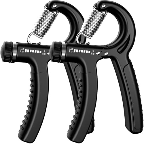 U-VKK Entraîneur de main, set de 2 Entraîneur d'avant-bras, poignée 5-60 kg, Entraîneur d'avant-bras de main, Grip Force de préhension (Noir clair)