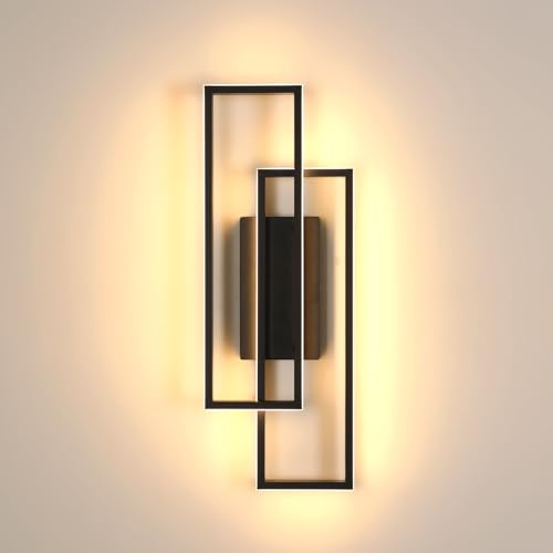 Riserva Wandleuchte LED Innen 32W, Rechteckig, Schwarz, 3000K Warmweiß | Wandlampe Modern Kreativ für Schlafzimmer, Wohnzimmer, Flur, Treppenhaus, Esszimmer, Arbeitszimmer