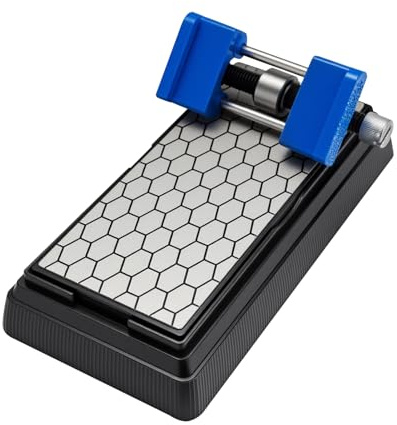 LN COZY CORNER Diamond Sharpening Stone Set with Honing Guide 400/1000 Grit Double-Sided Whetstone Kit Non-Slip Base & Angle Fixer for Kitchen Knives Chisels & Scissors (Sharpening Stone Set)