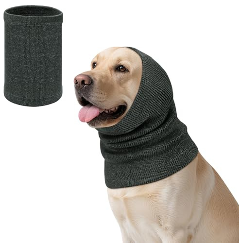 Kiiwah Ohrenschützer Hund, Lärmschutz Hund Snood Gehörschutz Angstzuständen Head Cover Hund für Feuerwerk, Gewitter, Fellpflegehilfe (Grau, S)