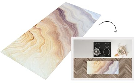 KitchenYeah© Küchenläufer Anti Rutsch Matte Küche Küchenmatte Boden Kitchen | 120x50 cm - Mat Läufer Waschbar Rutschfest Waschbarer Waterproof Marmor - Textur - Sandstein - Gold - Marmoroptik