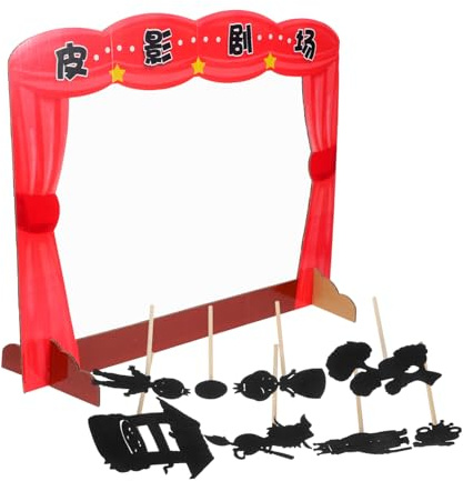 VANZACK DIY Schatten Puppentheater mit Traditionellem Chinesischem Marionetten Puppen Inklusive Theaterbühne und Zubehör Farbenfrohes Bastelset für Vorschulbildung und Familiengeschichten