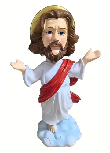 Jesus Bobblehead – Mini Dashboard Jesus for Car, Durable Resin Figurine, Christian Car Decor & Religious Accessories, Tiny Jesus Dashboard Ornament for Loved Ones, Cute Father's Day Small Gift