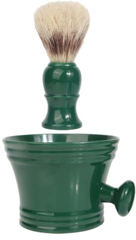 Mobestech Kit Rasage Barbe 2 Pièces Bol à Savonnette Mousseur et Pinceau à Raser en Poils Synthétiques, Brosse Nettoyage Barbe pour Soin Visage Masculin à Domicile Voyage
