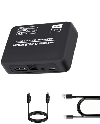4K 60Hz HDMI 2.0b Audio Extractor Splitter Converter with USB Cable & Plug | ARC Optical 3.5mm Stereo Audio Out with Digital Optical Cable Support for HDCP2.2, Digital PCM, DTS 5.1(Not HDMI Cable)