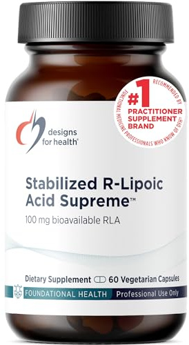Designs for Health Stabilized R-Lipoic Acid Supreme - 100mg RLA Supplement with Taurine - Non-GMO, Gluten Free (60 Capsules)